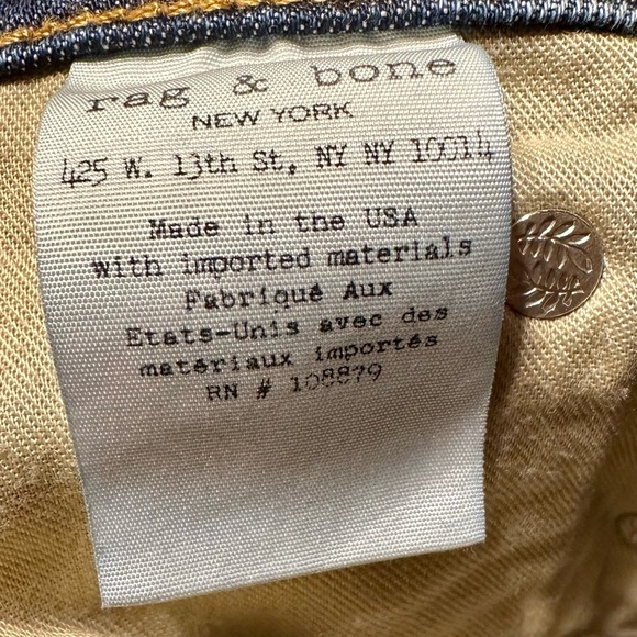 Rag and Bone Dre Denim Darker Blue Low Rise Straight Leg Jeans Womens Size 26 - Picture 7 of 9